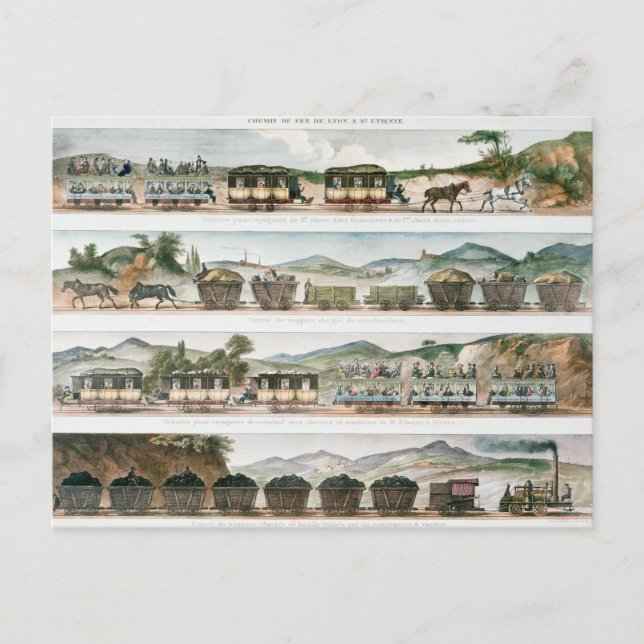 Passagerare och gods på den första Fransken Vykort (Framsida)