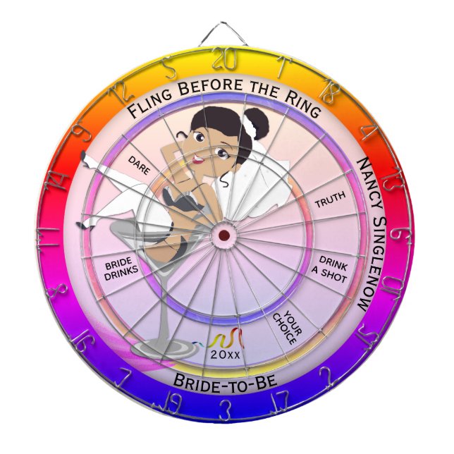 Passagerare vid Ring Bachelorette-partiet Brunett Darttavla (Framsidan)
