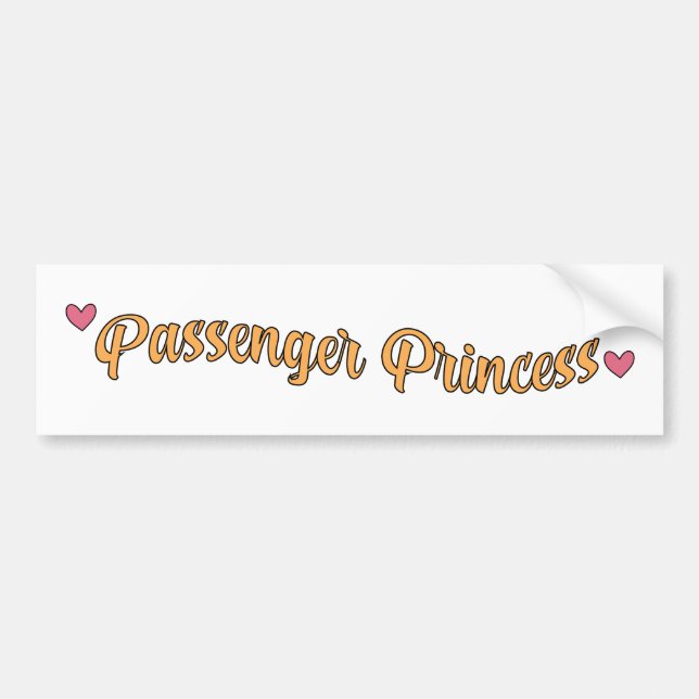 Passagerarprinsessa - Retro Script Hjärtdesign Bildekal (Framsidan)