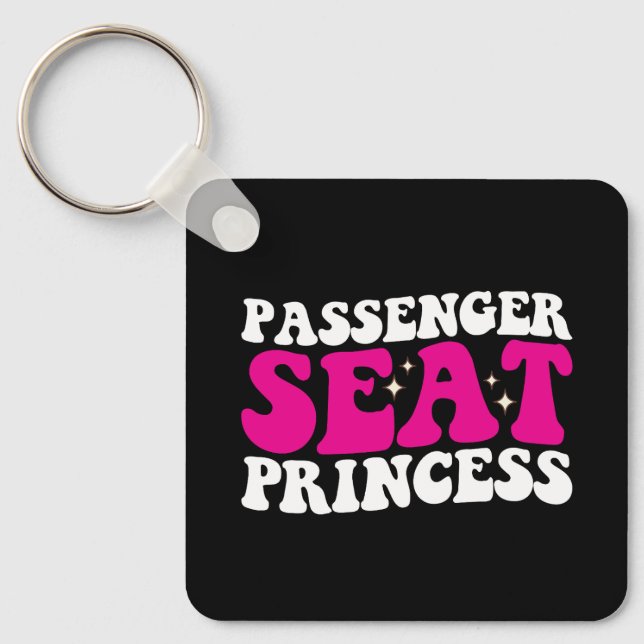 Passagerarprinsessflicka Bil Groovy Retro Nyckelring (Framsida)
