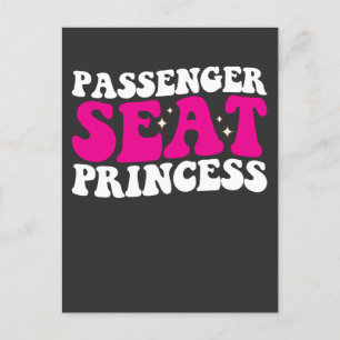 Passagerarsäte Princess Girl Girl Car Groovy Retro Inbjudan Vykort