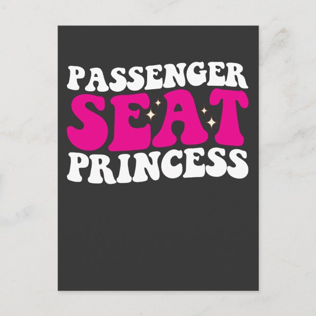 Passagerarsäte Princess Girl Girl Car Groovy Retro Inbjudan Vykort (Framsida)