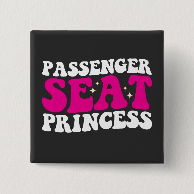 Passagerarstolsprinsessa Flicka Bil Groovy Retro Knapp (Framsida)