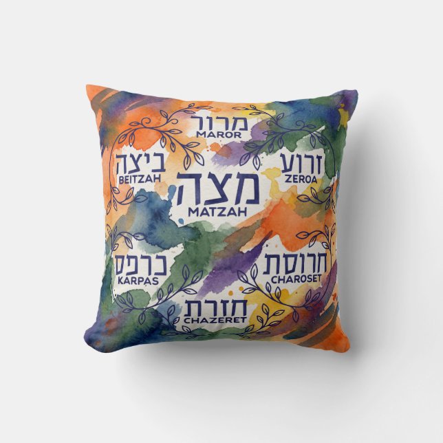 Passah Seder Tallrik Luttringsdyna för Seder Kudde (Framsida)