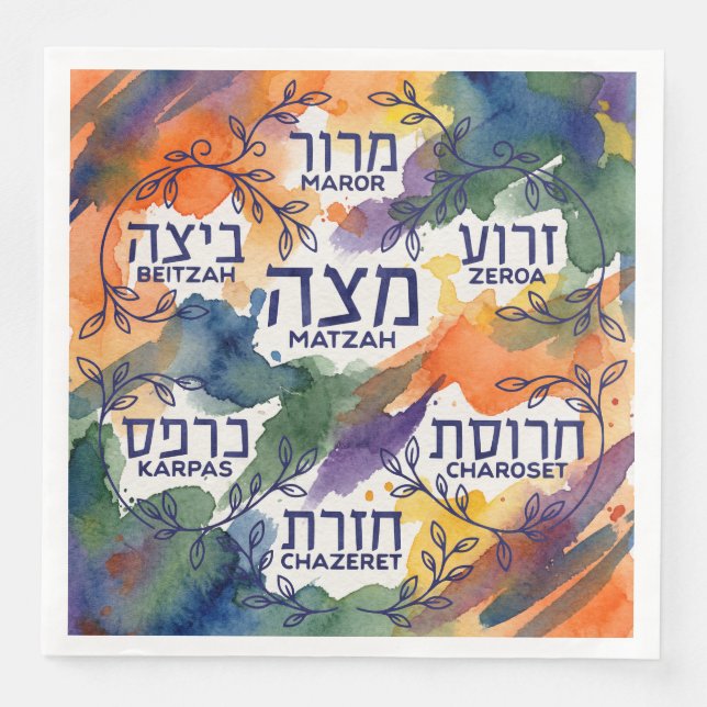 Passah Seder Tallrik Pesach Bord Dekoration Pappersservett (Framsida)