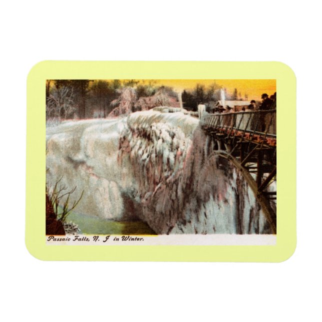 Passaic Falls in Winter, Paterson, NJ Vintage Magnet (Horisontell)