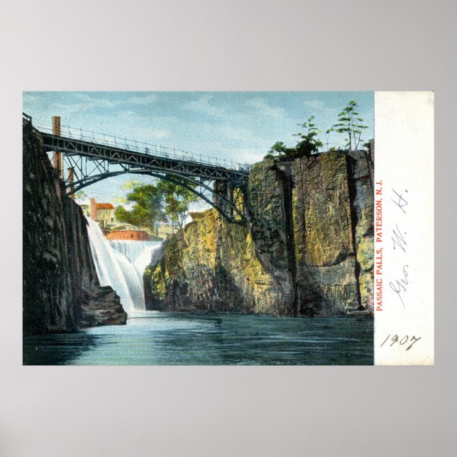 Passaic Falls, Paterson NJ 1907 vintage Poster (Framsidan)