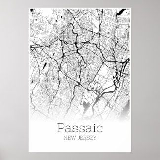 Passaic Karta - New jersey - City Karta Poster