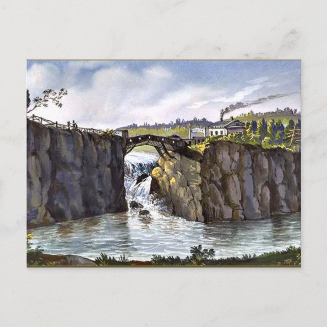 Passaiska falls i New jersey, bra konsmålning Vykort (Framsida)
