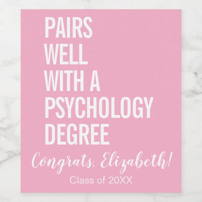 Passar Bra Till En Examen I Psykologi Vinflaska Etikett (Singel etikett)