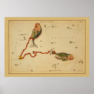 Passar fiskens - Vintagens tecken på zodiakbilden Poster