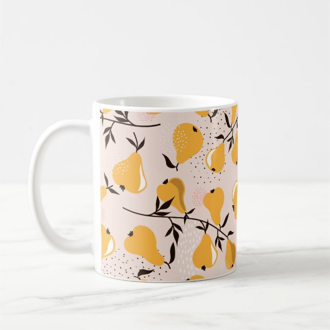 Passar sömlös bakgrund i mönster. Hand plockade il Kaffemugg (Vänster)