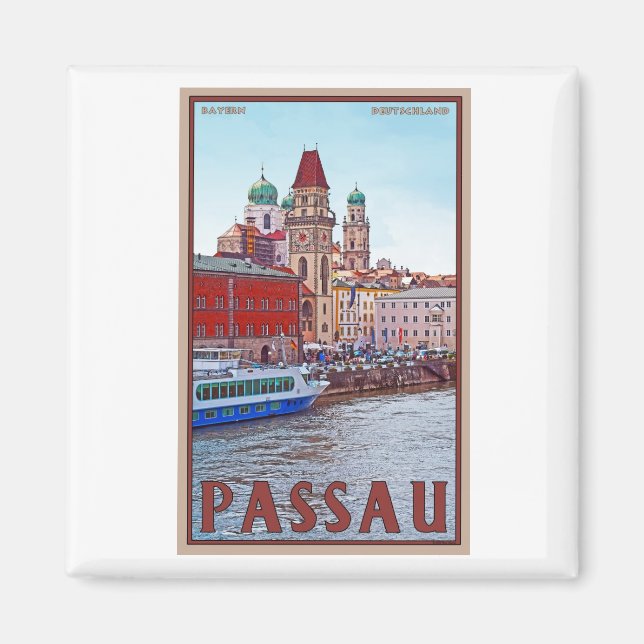Passau - Donau Waterfront Magnet (Framsidan)