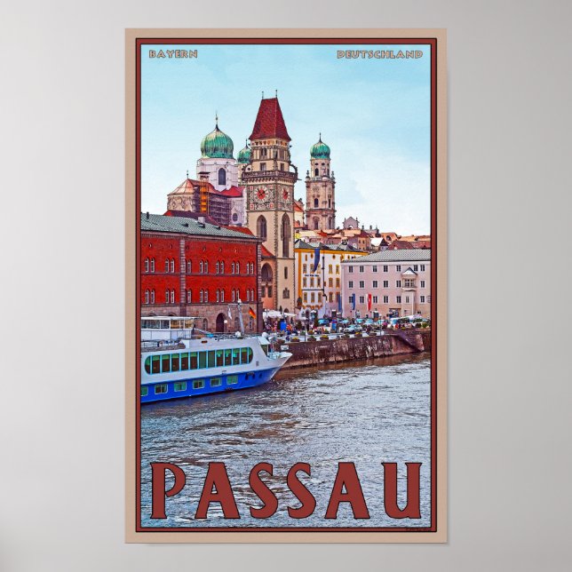 Passau - Donau Waterfront Poster (Framsidan)