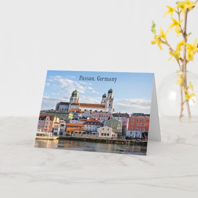 Passau, Tyskland cityscape-foto Kort (Gul blomma)
