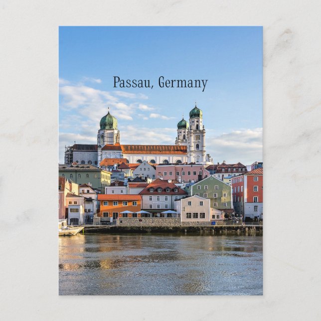 Passau, Tyskland cityscape-foto Vykort (Framsida)