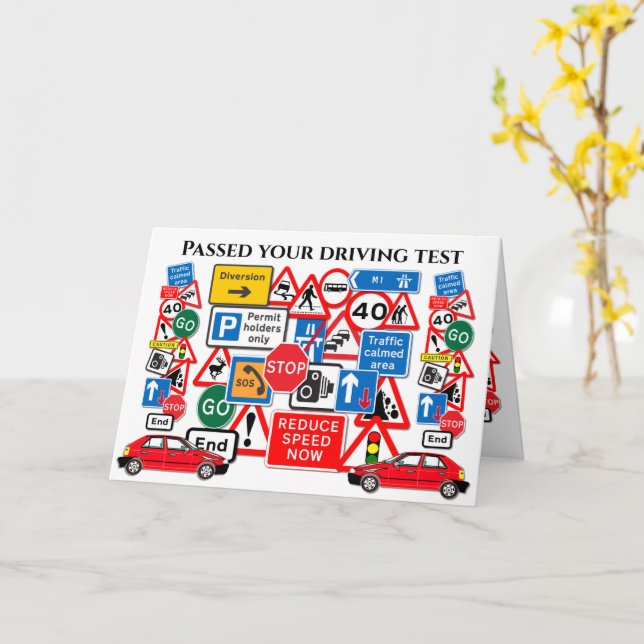Passed your Driving Test ~ Congratulations! Kort (Gul blomma)