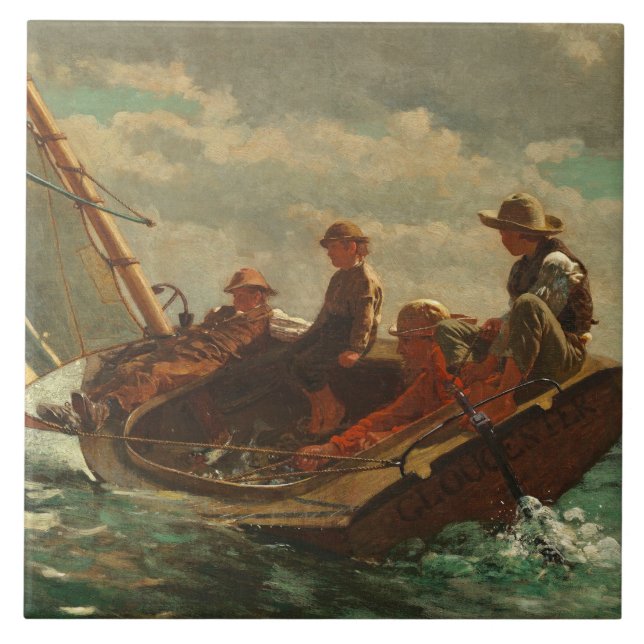 Passera upp (en medvind) 1873-76 kakelplatta (Framsidan)