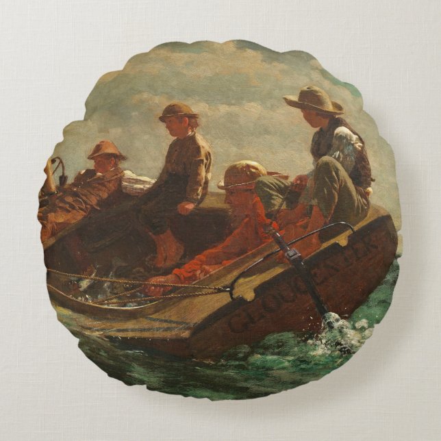 Passera upp (en medvind) 1873-76 rund kudde (Framsidan)