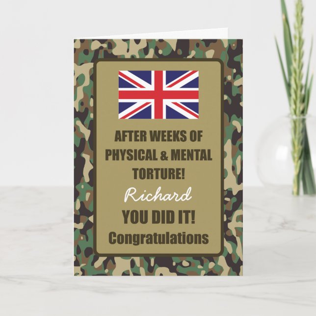 Passera ut brittiska det gratulerara arméemblem kort (Framsida)