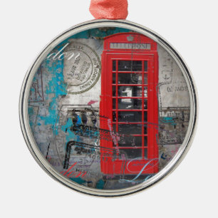 passet stämplar röda London ringer båset Julgransprydnad Metall