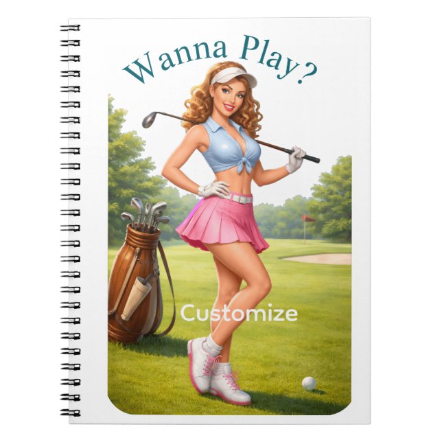 Passformad kvinnlig golfspelare Thunder_Cove Anteckningsbok (Framsidan)