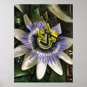 Passiflora-passion blommar i Geometric Art Stil Poster