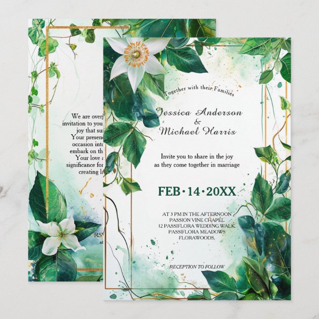 Passiflora Serenity Inbjudningar (Fram/baksida)