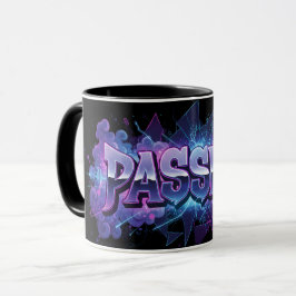Passion Cyberpunk Typografi – Livlig Modern Ordbil Mugg