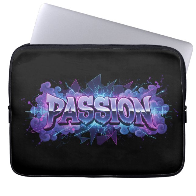 Passion Cyberpunk Typography – Vibrant Modern Word Laptop Fodral (Framsidan)