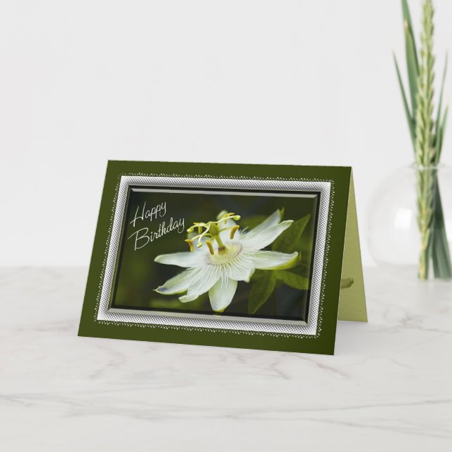 Passion Flower Birthday Card Kort (Framsida)