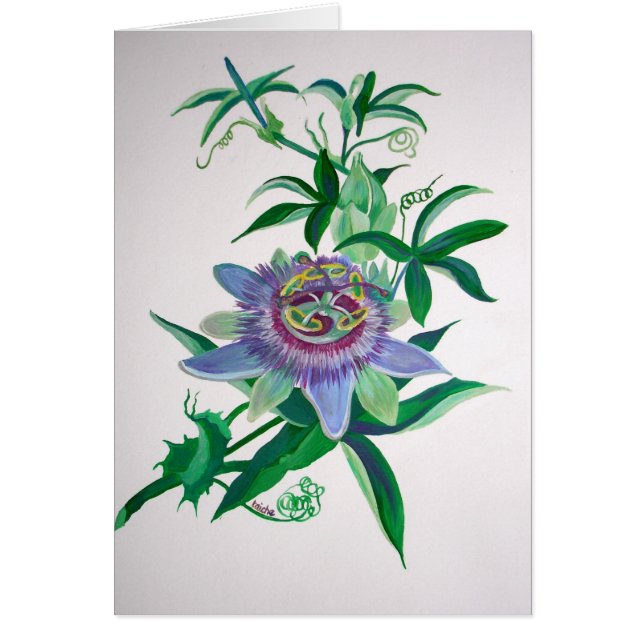 Passion Flower Botanical Art Hälsningskort (Framsidan)