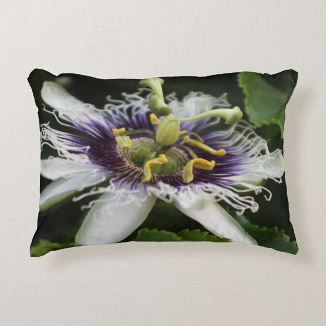 Passion Flower Closeup 3 Prydnadskudde (Framsidan)