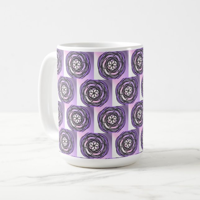 Passion Flower Lila Mönster Kaffemugg (Framsida vänster)