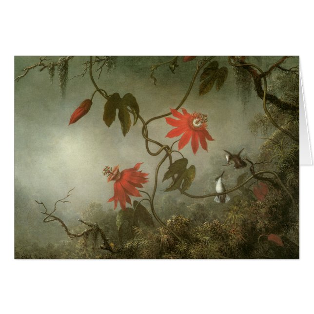 Passion Flowers och Hummingbird av Martin J Heade Hälsningskort (Framsidan Horizontal)