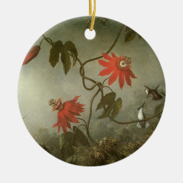 Passion Flowers och Hummingbird av Martin J Heade Julgransprydnad Keramik (Framsidan)