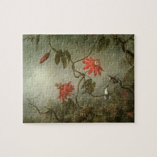 Passion Flowers och Hummingbird av Martin J Heade Pussel (Horisontell)