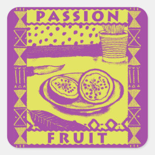 Passion Fruit Fyrkantigt Klistermärke