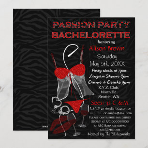 Passion Party Bachelorette, Lingerie Shower Inbjud Inbjudningar