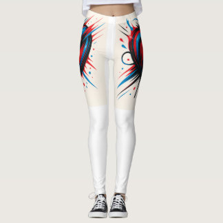 "Passion Pulse - Fet Red & Blue Heart-Långärmad Leggings