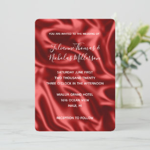 Passion Red Faux Satin Bröllop Inbjudningar