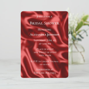 Passion Red Faux Satin Möhippa Inbjudningar