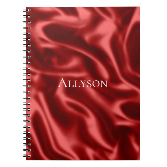 Passion Red Romantic Faux Satin Anteckningsbok (Framsidan)