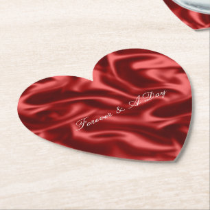 Passion Red Romantic Faux Satin Bröllop Underlägg Papper