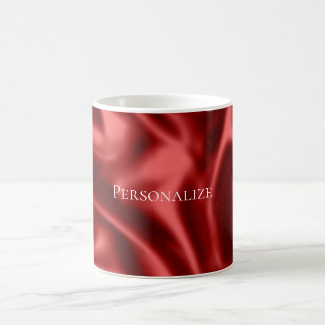 Passion Red Romantic Faux Satin Kaffemugg (Center)