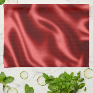 Passion Red Romantic Faux Satin Kökshandduk