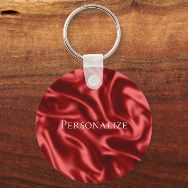 Passion Red Romantic Faux Satin Nyckelring (Framsida)