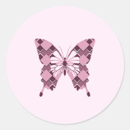 Passion Rosa Diamond Checkered butterfly Runt Klistermärke