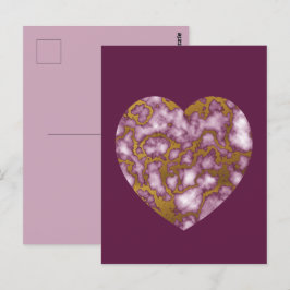 Passion Rosa och Guld Marble Struktur Heart Vykort