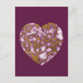 Passion Rosa och Guld Marble Struktur Heart Vykort